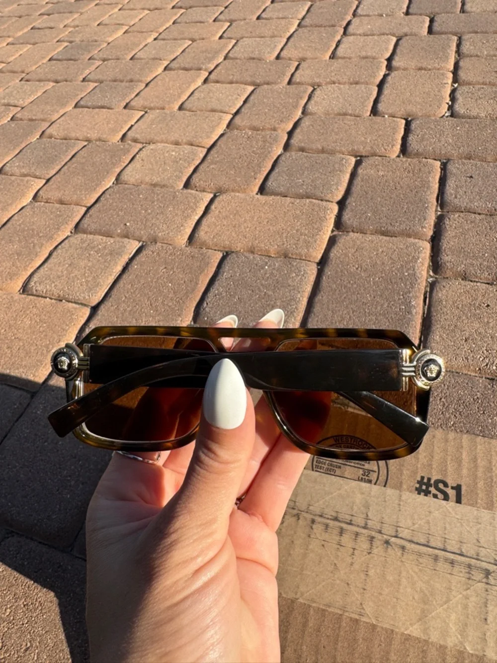 Versace Brown Tortoiseshell Gold-Accent Oversized Frames